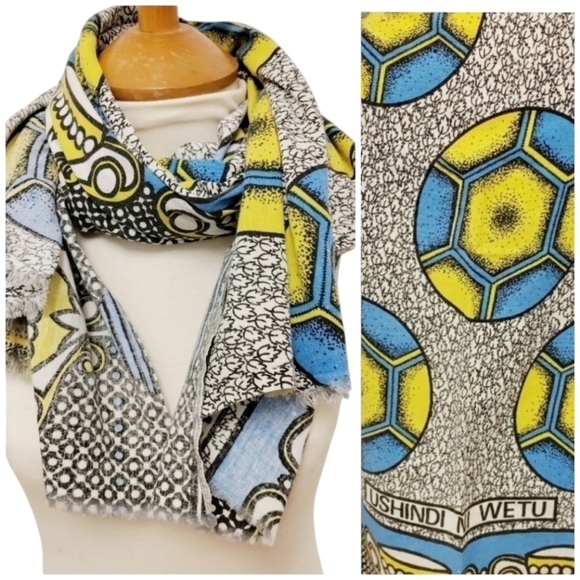 AFRICAN MASAI Kenya Katenge Cotton Soccer Fabric Wrap Scarf Towel - Picture 1 of 12